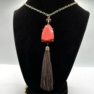 Gold Crystal Tassel Charming Charlie Necklace
